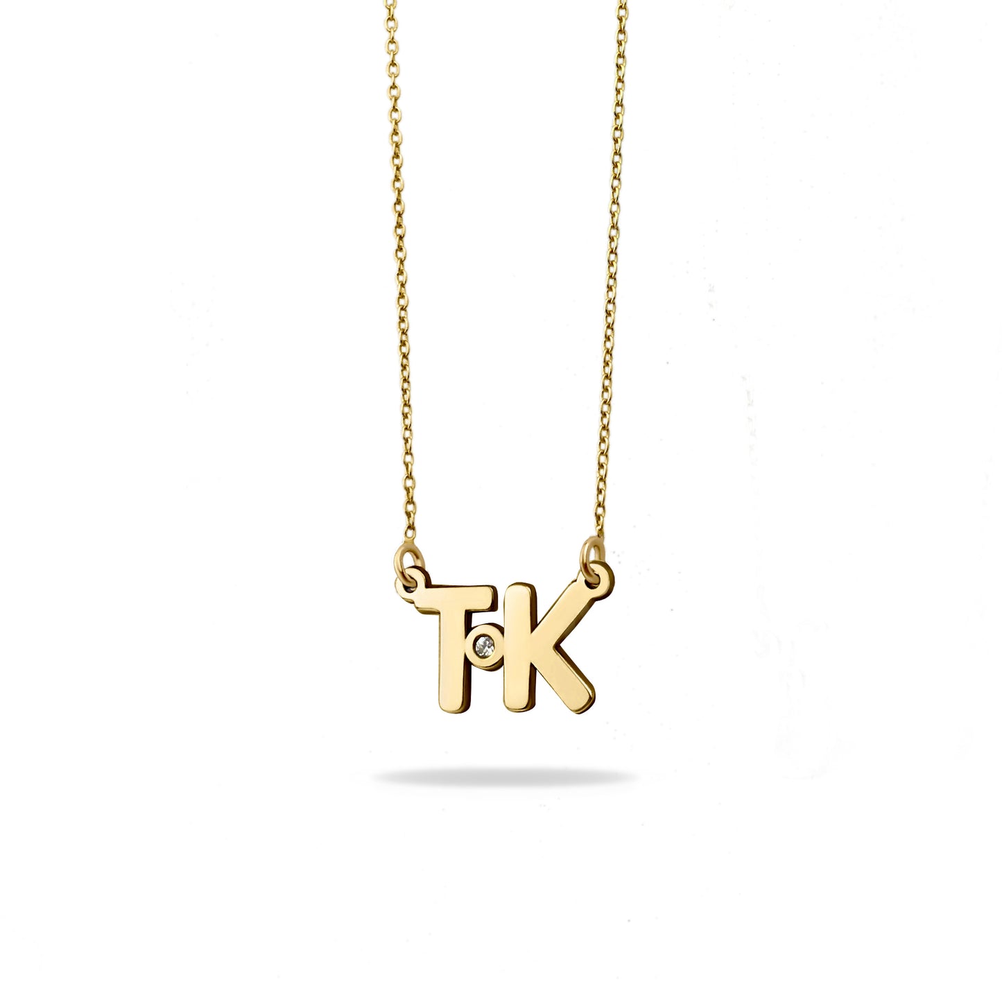 Personalized Double Initial Birthstone Necklace