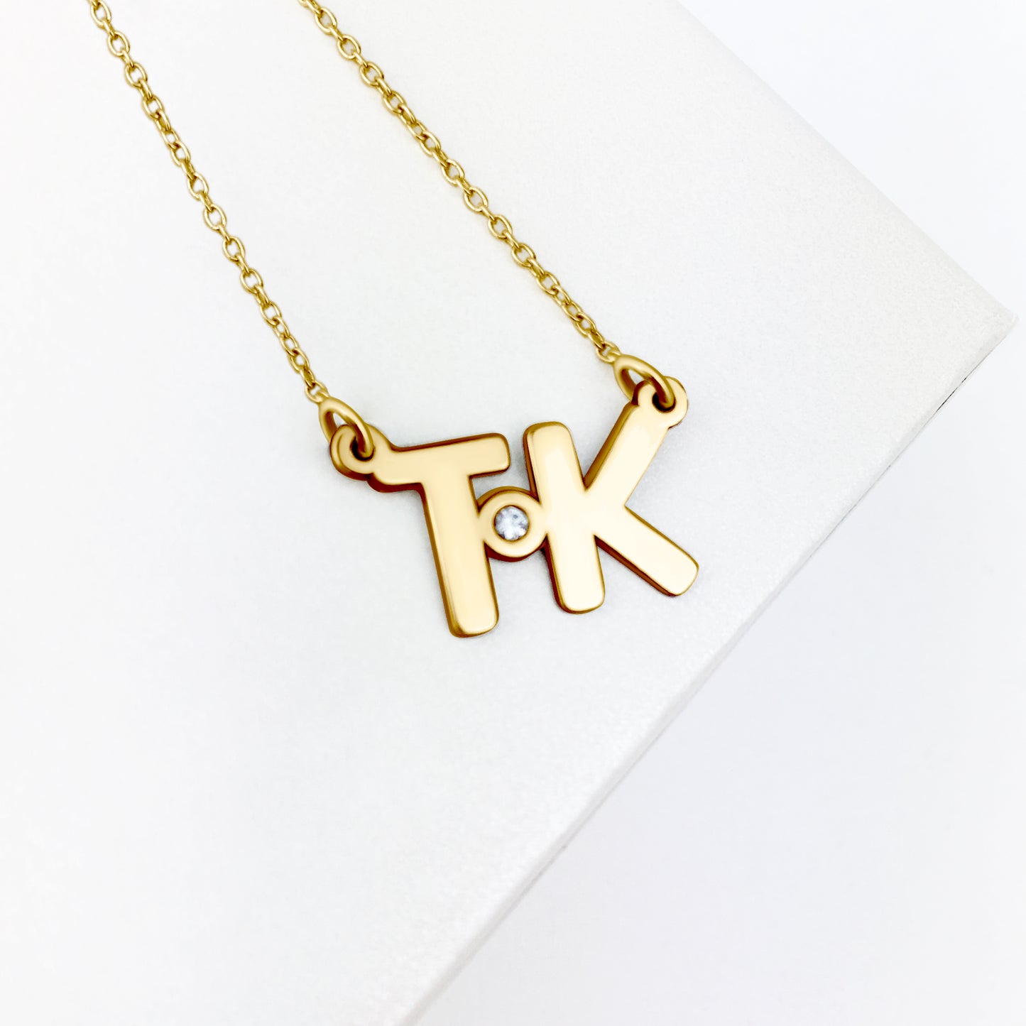 Personalized Double Initial Birthstone Necklace