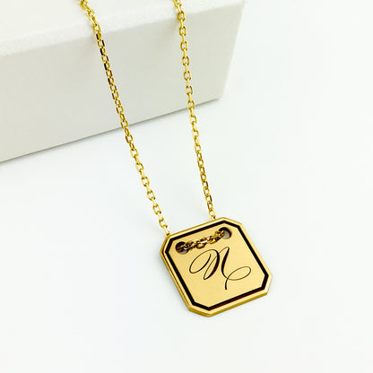 Engravable Hexagon Tag Necklace