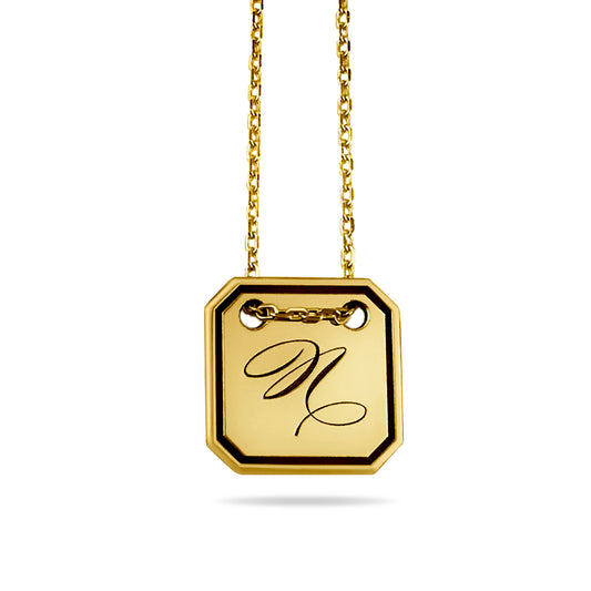 Engravable Hexagon Tag Necklace