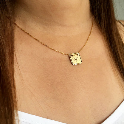 Engravable Hexagon Tag Necklace