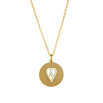 Engraved Heart Initial Pendant