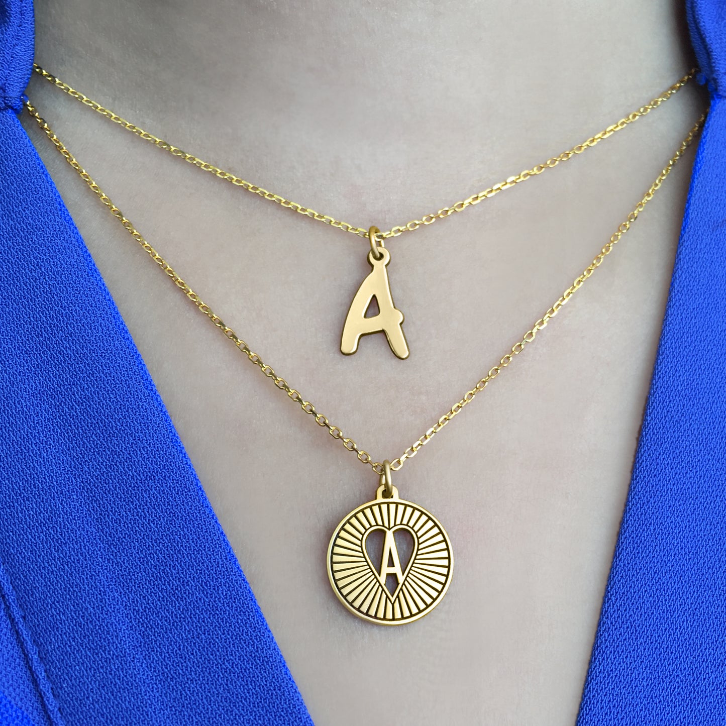 Engraved Coin Initial Pendant