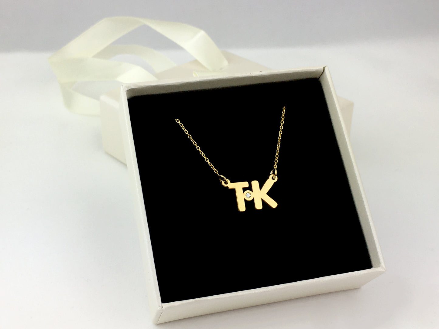 Personalized Double Initial Birthstone Necklace