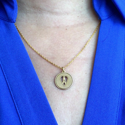 Engraved Coin Initial Pendant